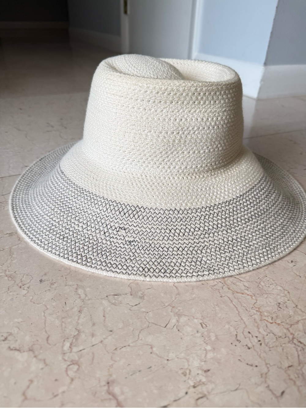 J. Crew Cream Straw Sun Hat with Light Beige Band